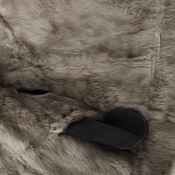 NWT Real Rabbit Leather and Shearling Jacket Real Wool Fur Collar Brown Coat - Picture 7 of 10
